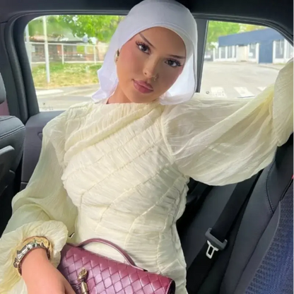 Veloria™ Pleated Lantern Sleeve Maxi Dress 