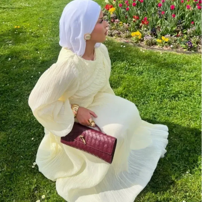 Veloria™ Pleated Lantern Sleeve Maxi Dress 