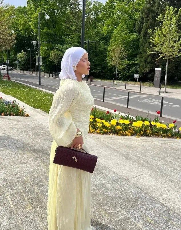 Veloria™ Pleated Lantern Sleeve Maxi Dress 