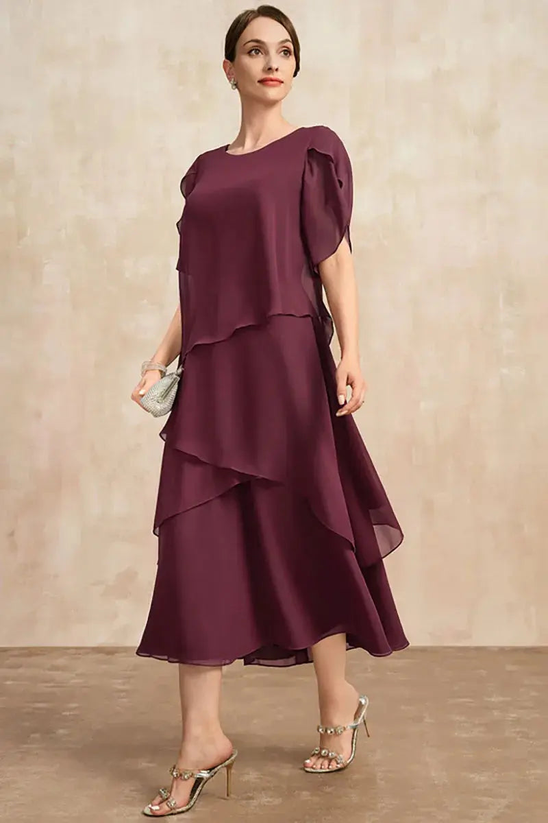 Veloria™ Plus Size Petal Sleeve Chiffon Maxi Dress 