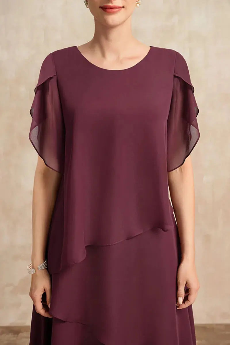 Veloria™ Plus Size Petal Sleeve Chiffon Maxi Dress 