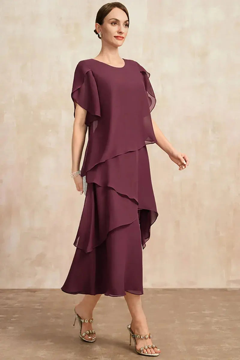 Veloria™ Plus Size Petal Sleeve Chiffon Maxi Dress 