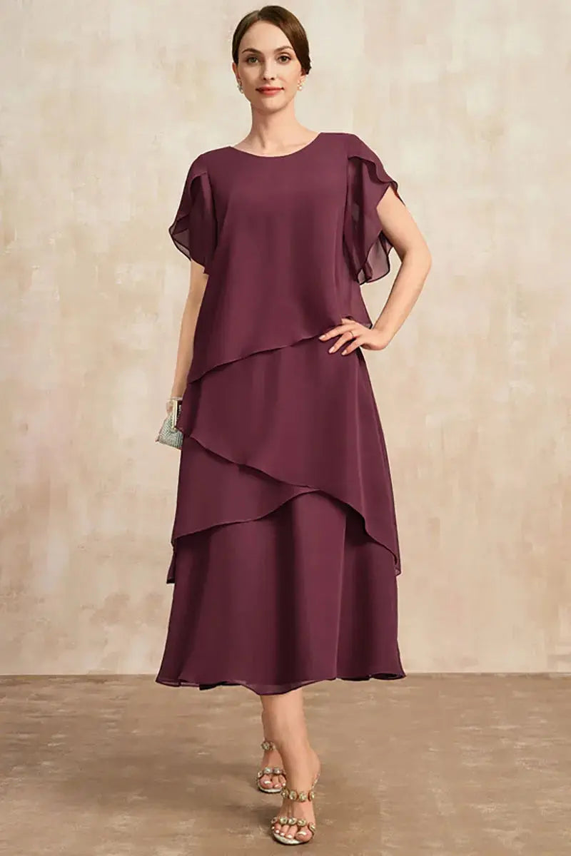 Veloria™ Plus Size Petal Sleeve Chiffon Maxi Dress 