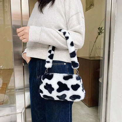 Veloria™ Plush Leopard Shoulder Bag 