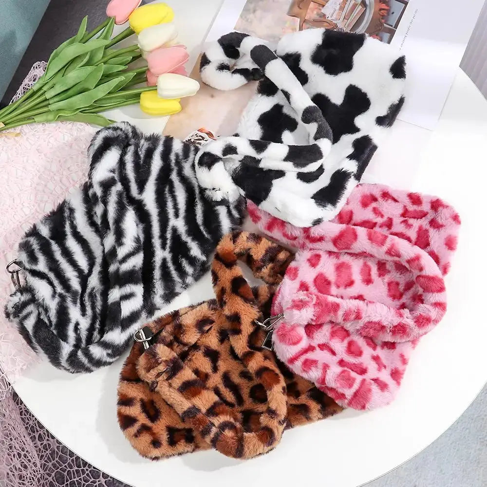 Veloria™ Plush Leopard Shoulder Bag 