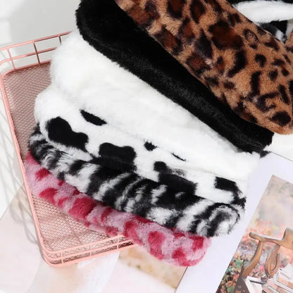 Veloria™ Plush Leopard Shoulder Bag 