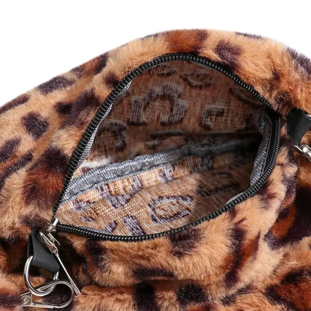 Veloria™ Plush Leopard Shoulder Bag 