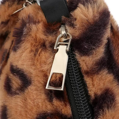 Veloria™ Plush Leopard Shoulder Bag 