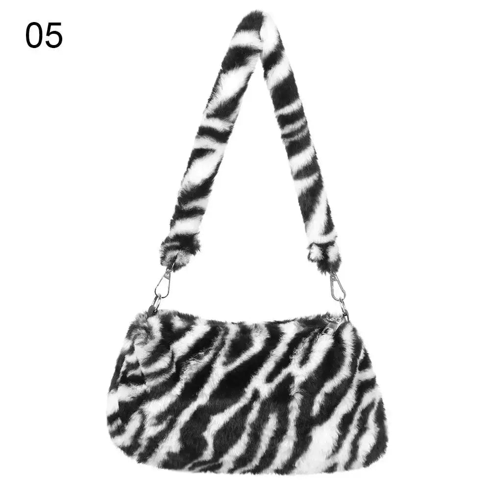 Veloria™ Plush Leopard Shoulder Bag 