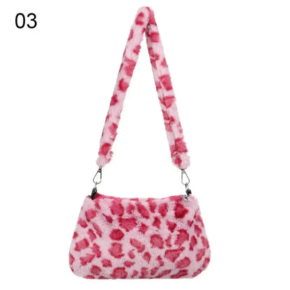 Veloria™ Plush Leopard Shoulder Bag 