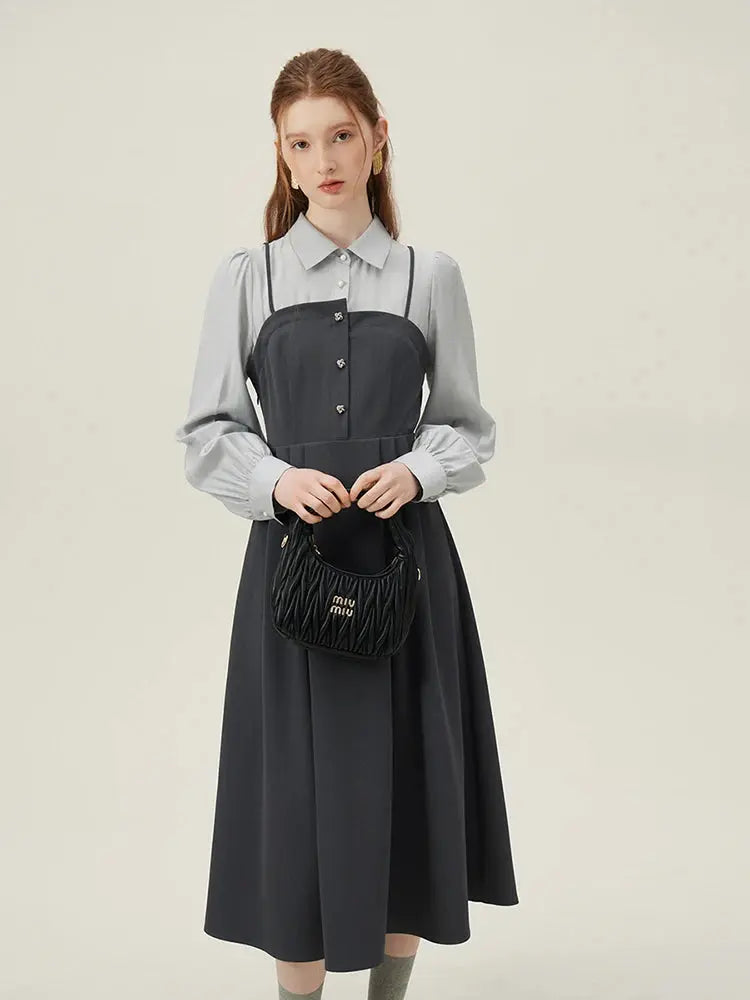 Veloria™ Puff Sleeve Polo Midi Dress 