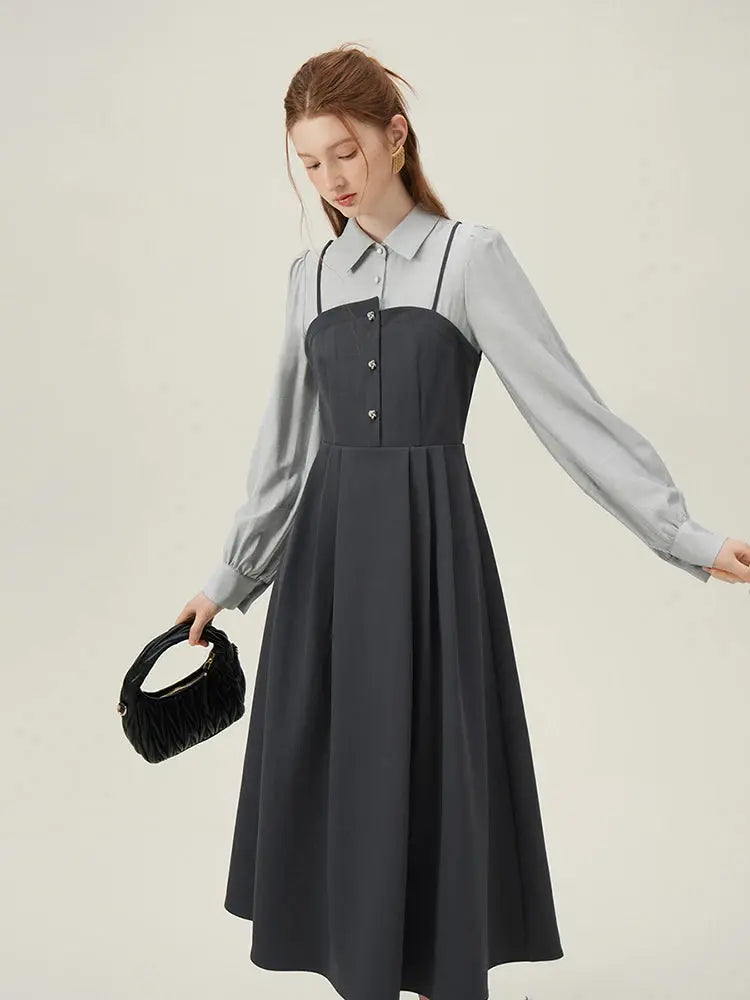 Veloria™ Puff Sleeve Polo Midi Dress 