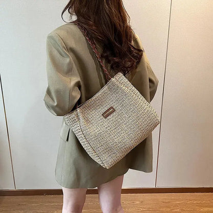 Veloria™ Retro Woven Striped Tote Bag 