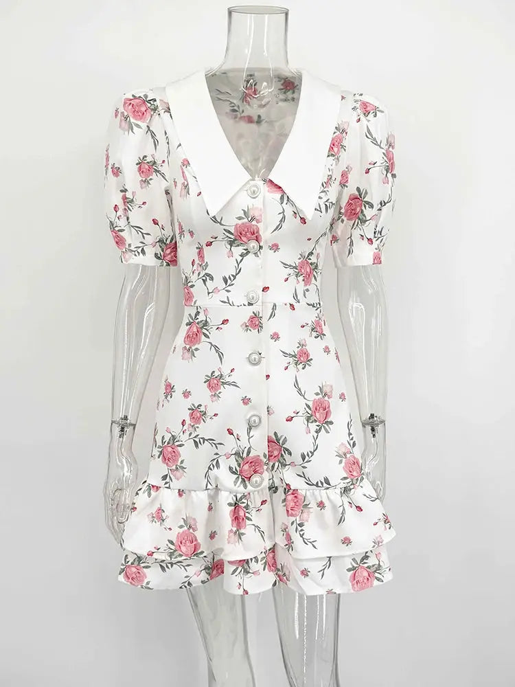 Veloria™ Ruffled Puff Sleeve Mini Dress 