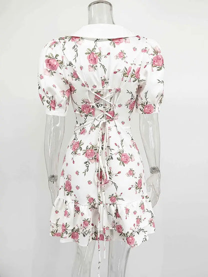 Veloria™ Ruffled Puff Sleeve Mini Dress 