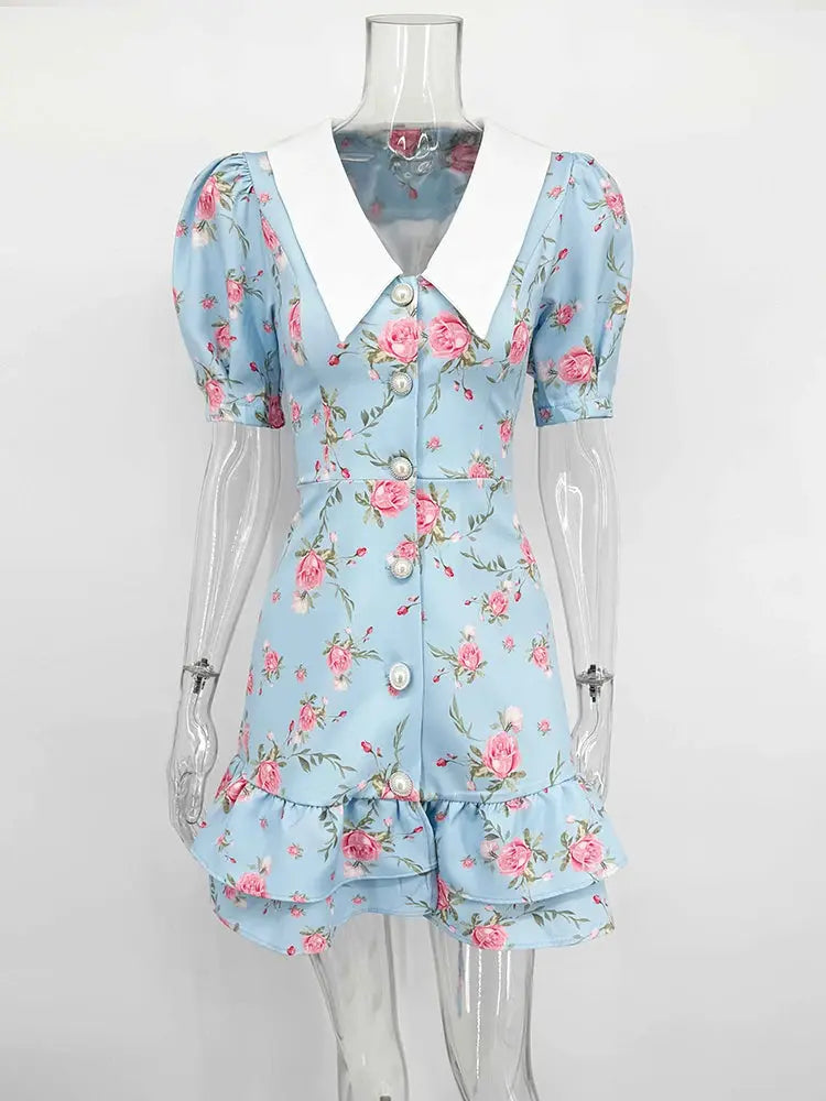 Veloria™ Ruffled Puff Sleeve Mini Dress 