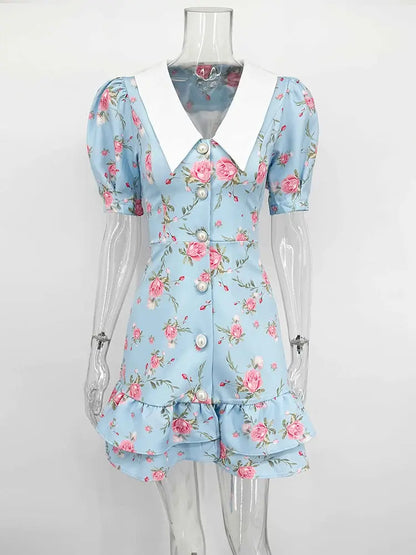 Veloria™ Ruffled Puff Sleeve Mini Dress 