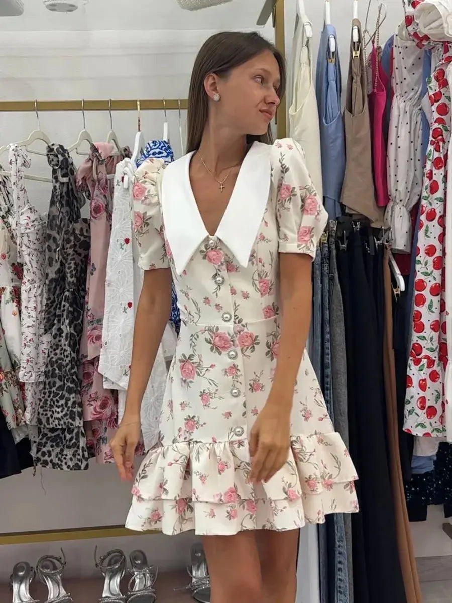 Veloria™ Ruffled Puff Sleeve Mini Dress 