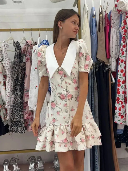 Veloria™ Ruffled Puff Sleeve Mini Dress 