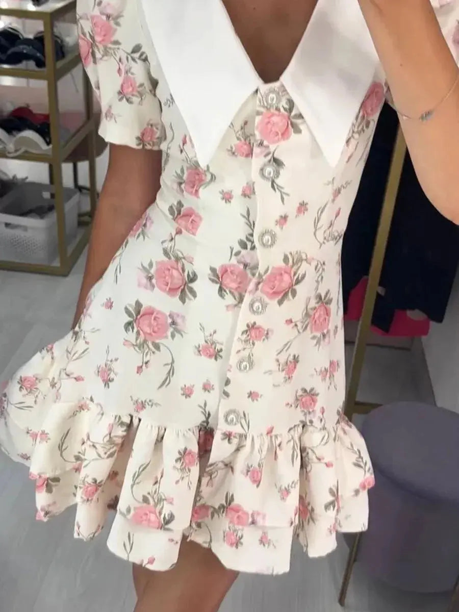 Veloria™ Ruffled Puff Sleeve Mini Dress 