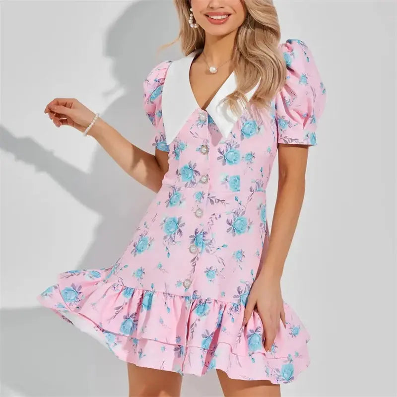 Veloria™ Ruffled Puff Sleeve Mini Dress 