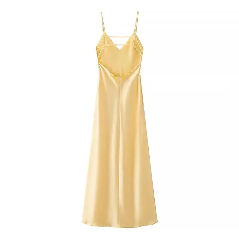 Veloria™ Satin V-Neck Maxi Slip Dress 