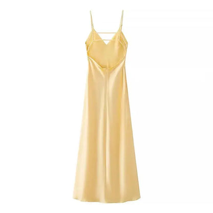 Veloria™ Satin V-Neck Maxi Slip Dress 