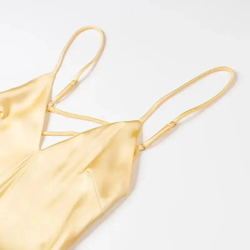 Veloria™ Satin V-Neck Maxi Slip Dress 