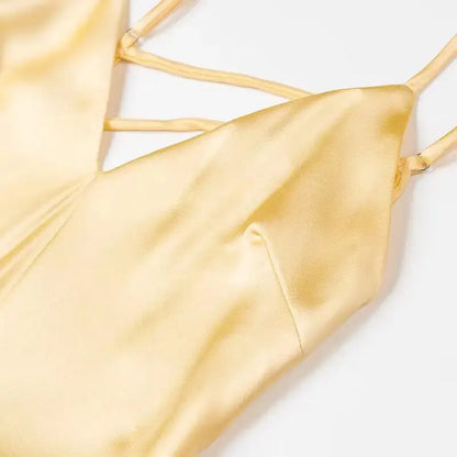 Veloria™ Satin V-Neck Maxi Slip Dress 