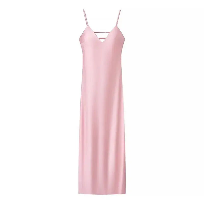 Veloria™ Satin V-Neck Maxi Slip Dress 