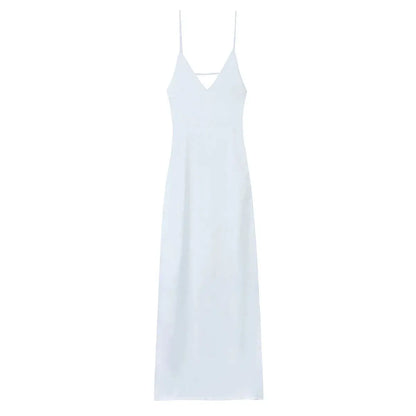 Veloria™ Satin V-Neck Maxi Slip Dress 