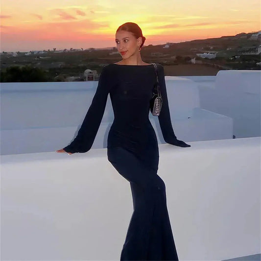 Veloria™ Sheer Backless Maxi Dress 