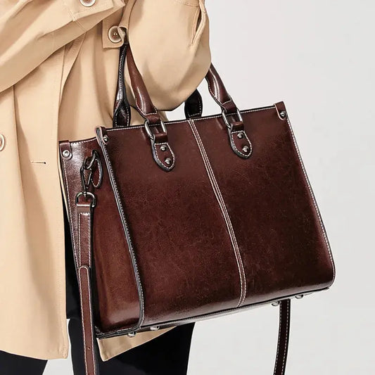 Veloria™ Structured Leather Tote 