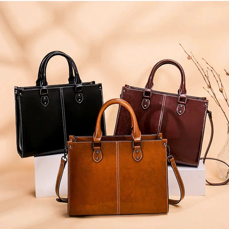 Veloria™ Structured Leather Tote 