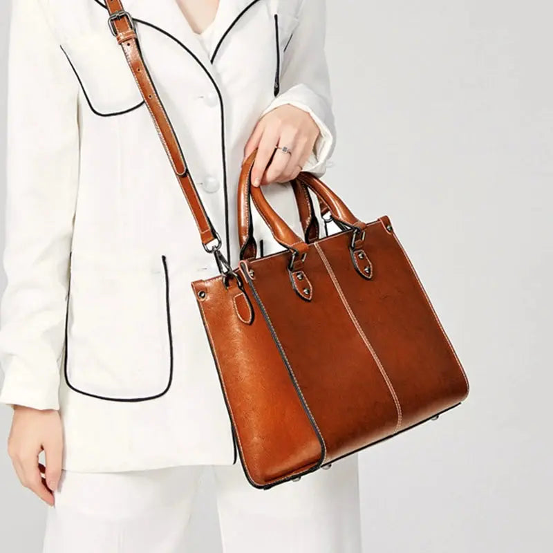 Veloria™ Structured Leather Tote 