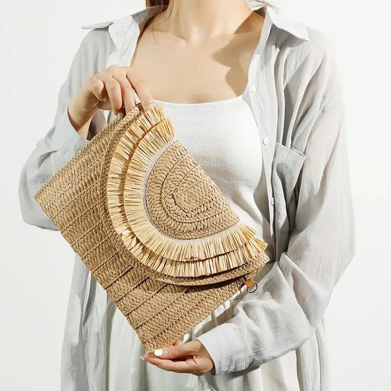 Veloria™ Tassel Flap Straw Bag 
