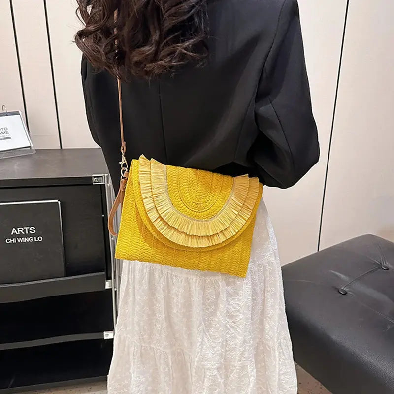 Veloria™ Tassel Flap Straw Bag 