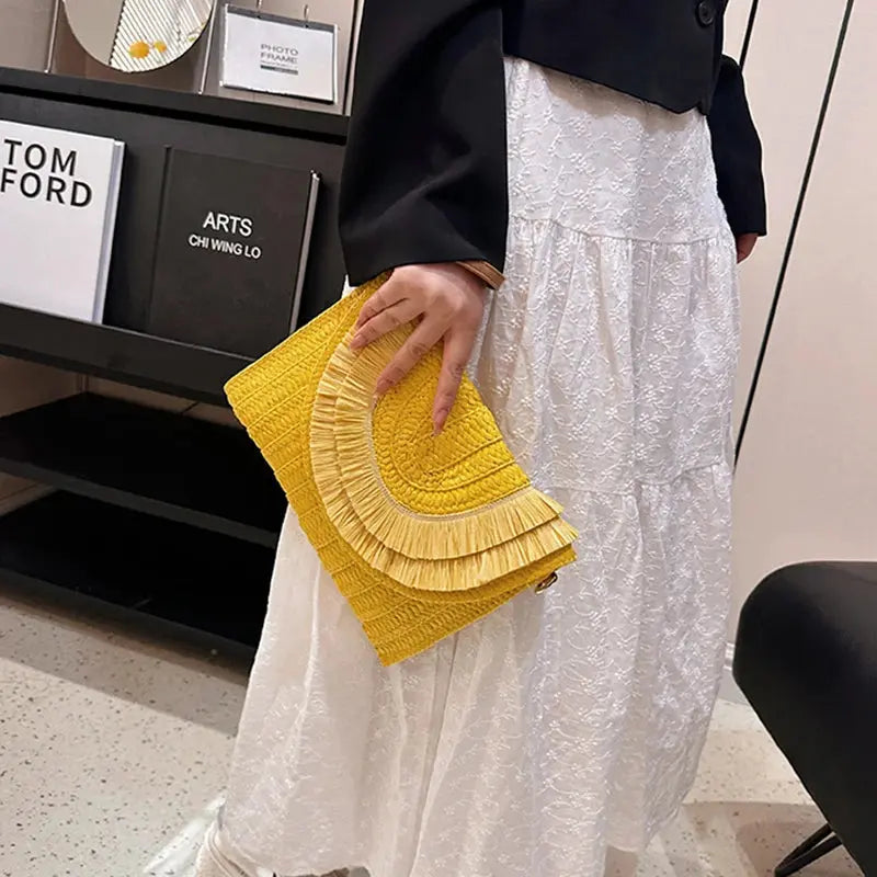 Veloria™ Tassel Flap Straw Bag 