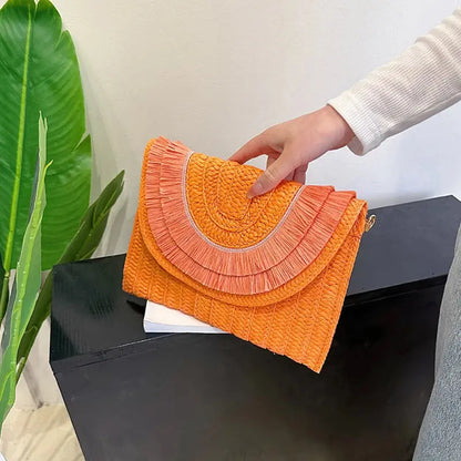 Veloria™ Tassel Flap Straw Bag 