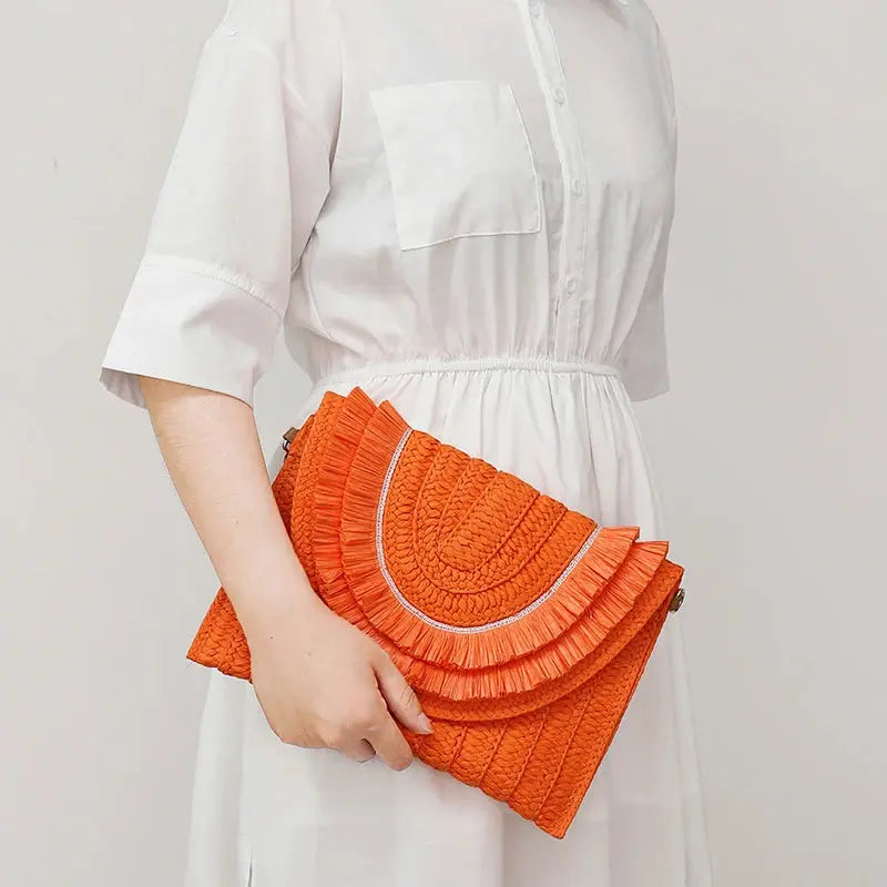 Veloria™ Tassel Flap Straw Bag 