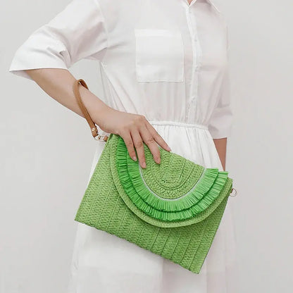 Veloria™ Tassel Flap Straw Bag 