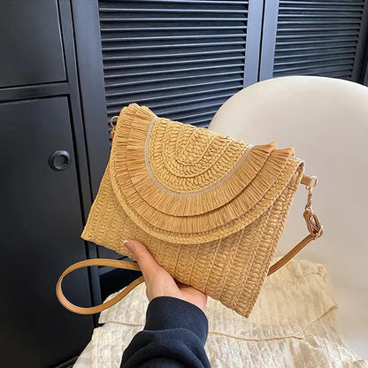Veloria™ Tassel Flap Straw Bag 