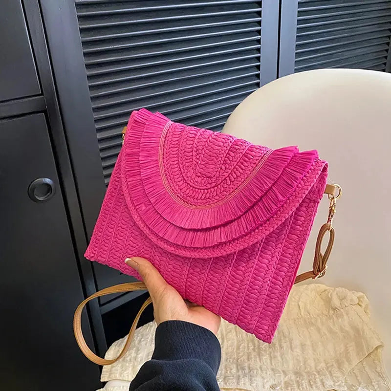 Veloria™ Tassel Flap Straw Bag 