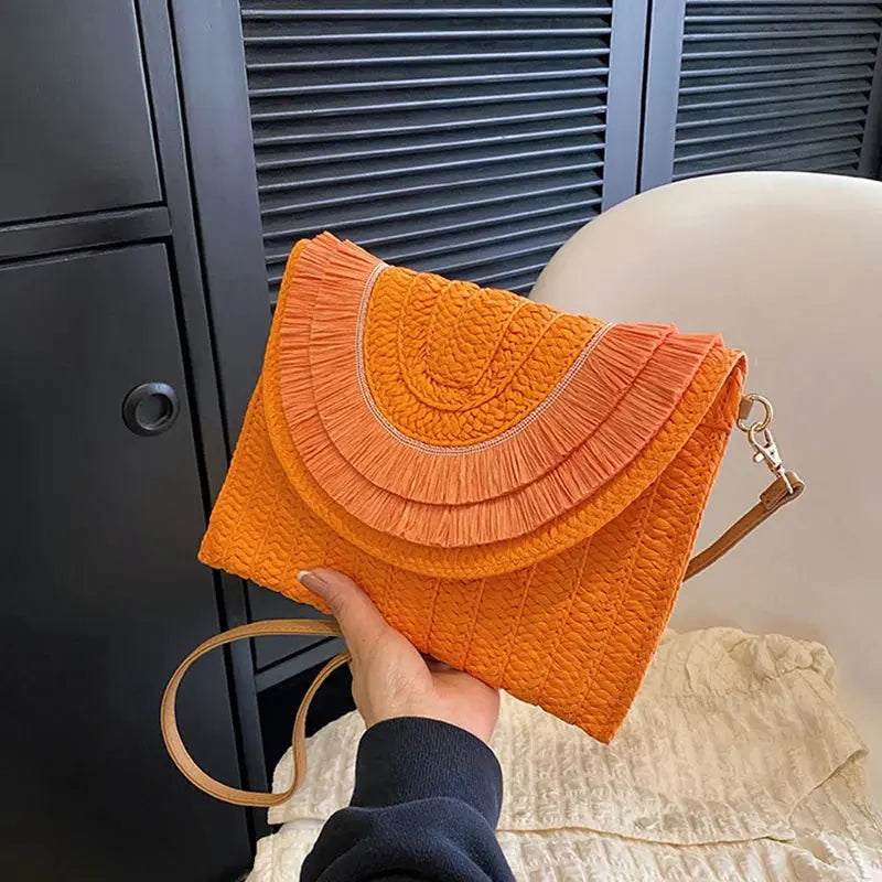 Veloria™ Tassel Flap Straw Bag 