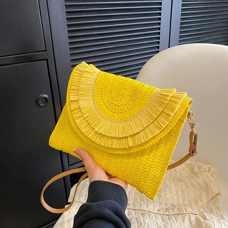 Veloria™ Tassel Flap Straw Bag 