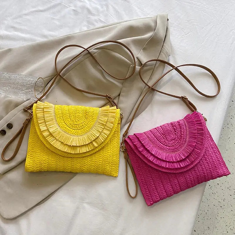 Veloria™ Tassel Flap Straw Bag 
