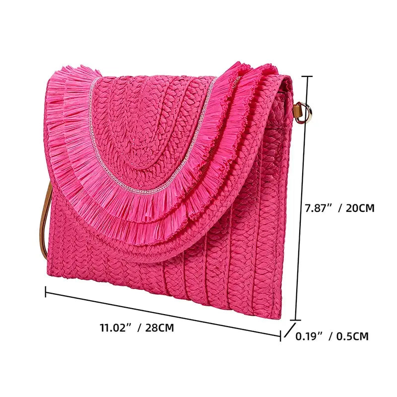 Veloria™ Tassel Flap Straw Bag 