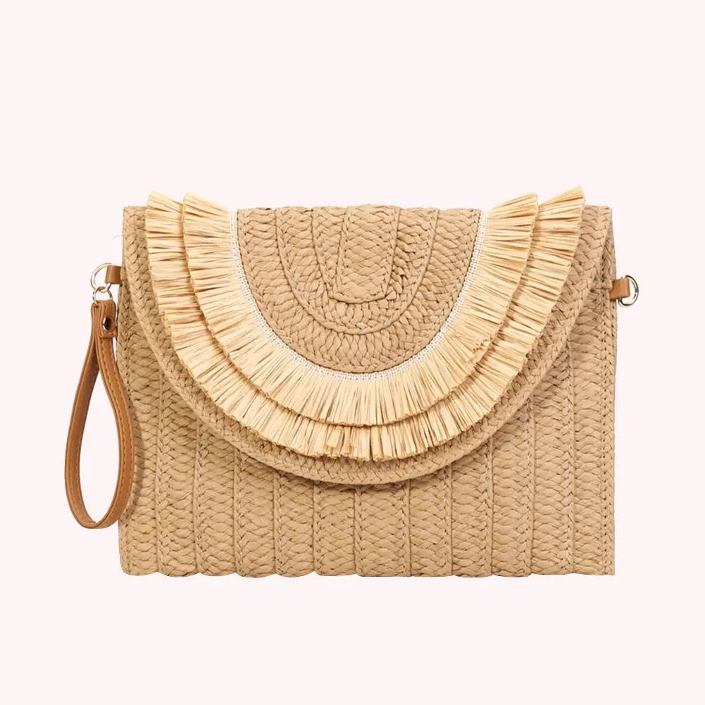 Veloria™ Tassel Flap Straw Bag 