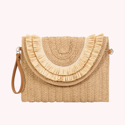 Veloria™ Tassel Flap Straw Bag 