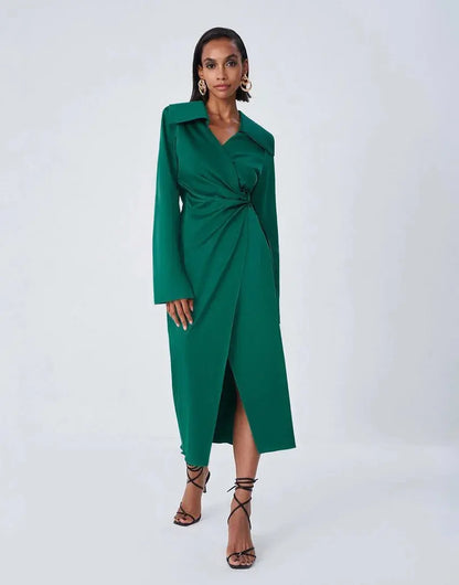 Veloria™ Tiered Ruffle Puff Sleeve Midi Dress 